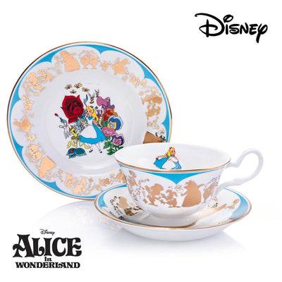 The most wonderful... is this beautiful Alice Cup and Saucer Set that is now available with the 6" Collector's Plate. The hand decorated imagery of Alice is wonderous enough but completed with 24K gold motifs of characters from the movie. Crafted from the finest bone china, available from Jewels of St Leon Jewellery, Giftware and Watches.