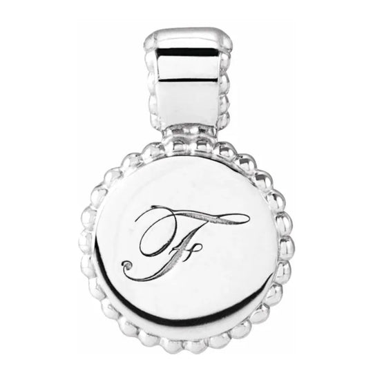 Beaded Engravable Disc Pendant in 14kt Yellow or White Gold