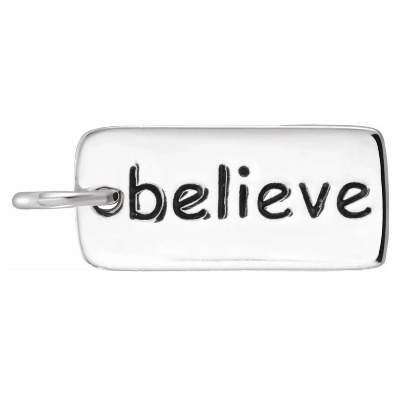 "Believe" Tag Sterling Silver Charm