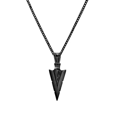 Stainless Steel Spearhead Necklace with Black Finish. Available from Jewels of St Leon online jewellery store.