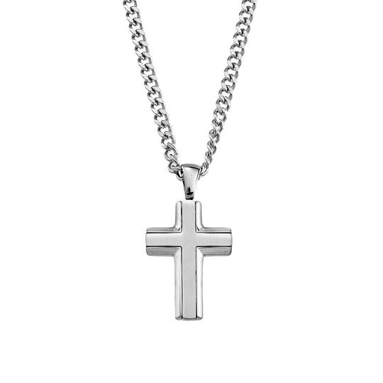 Blaze Stainless Steel 55cm Cross Necklace