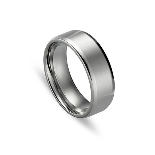 Silver Matte with Bevelled Edge Men's Ring