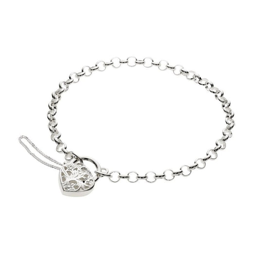 Sterling Silver Bracelet with Filigree Heart Locket