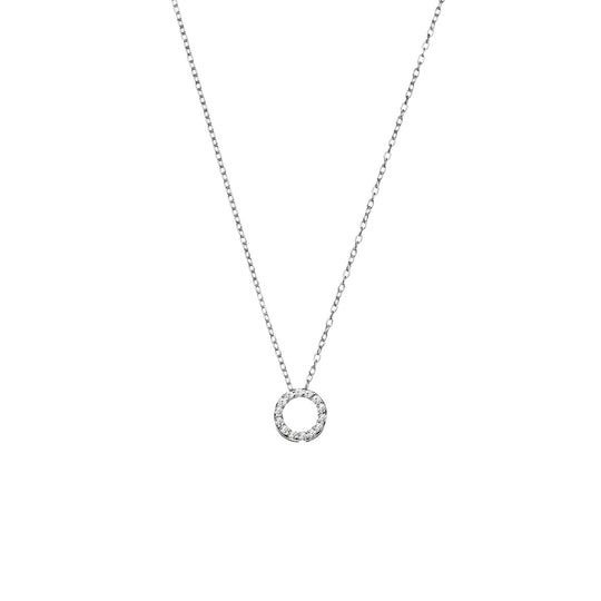 CZ Pave Circle Sterling Silver Necklace