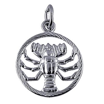 A close-up of the Cancer Zodiac Charm Pendant in sterling silver, showcasing the intricate crab design that represents Cancer’s nurturing and intuitive personality traits.