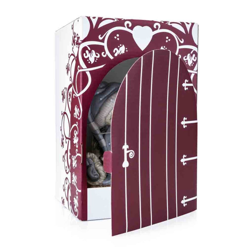 The cubby-house gift box is partially opened, offering a peek at Frost inside. The creative "secret door" design adds an extra layer of whimsy and excitement.