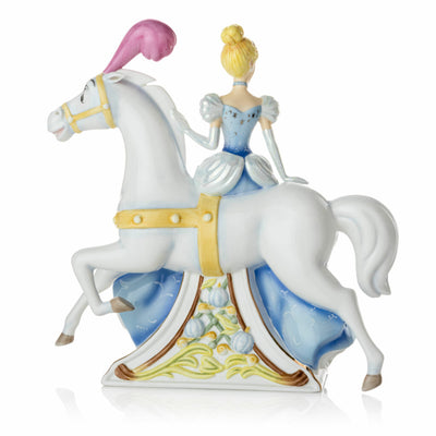 Cinderella riding her enchanted white horse, rear view, fine bone china Disney figurine