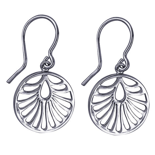 Sterling Silver 15mm Cut-Out Disc Dangle Earrings