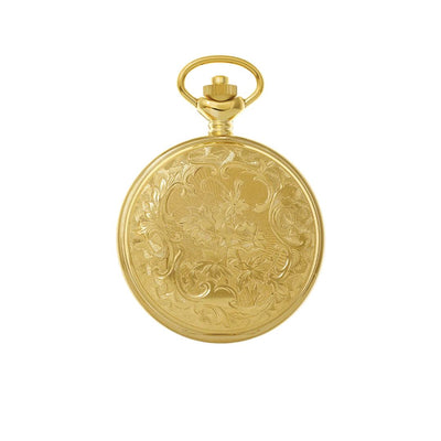 Rear View of Kensington Gold Plated 48mm Pocket Watch: A close-up shot showcasing the beautiful elegant design of the rear view, of the 48mm gold-plated stainless steel case.