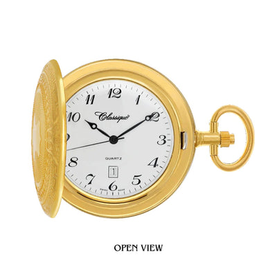 Honour Gold Plated Pocket Watch, is the perfect accessory to commemorate and honour those special moments. This exquisite timepiece features a beautiful textured design with intricate details surrounding the case, which adds a touch of elegance to this classic piece. With scratch-resistant sapphire crystal glass, the Honour Pocket Watch can be passed down to become a family heirloom. Shop now at Jewels of St Leon Watches