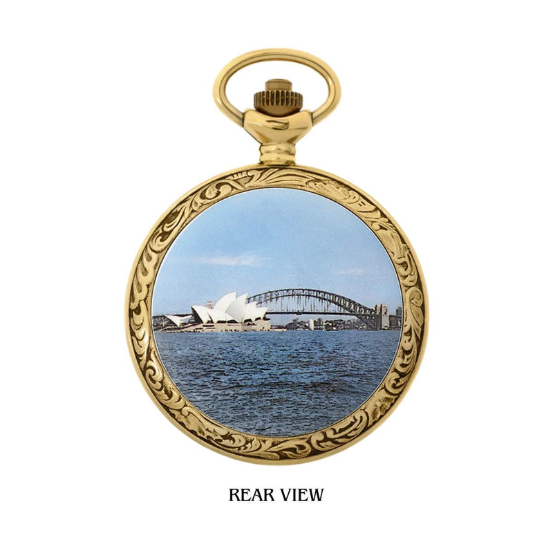 The Opera House Gold Plated Pocket Watch has a 25cm curb chain, allowing you to wear it as a stylish accessory or keep it safe in your pocket. Whether you&