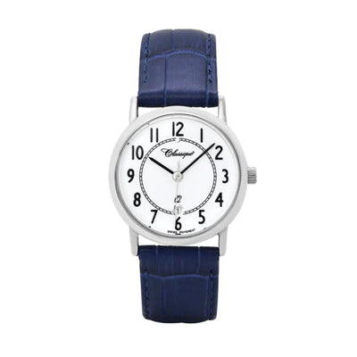 Classique - Skylar Rhodium Plated Stainless Steel Leather Band Ladies Watch