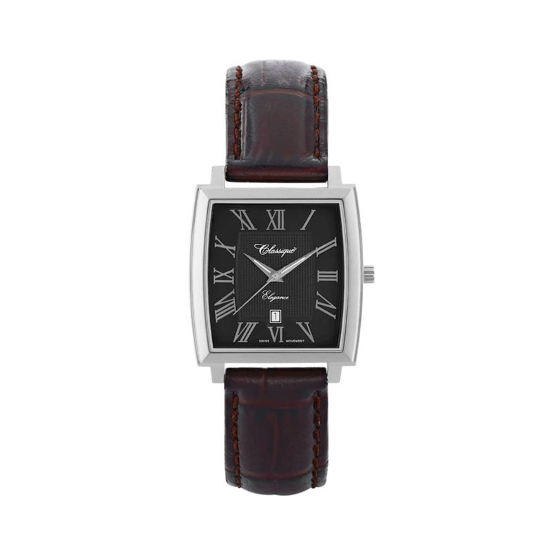 Classique Theo Stainless Steel Black Enamelled Dial Gents Watch