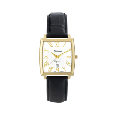 Classique Theo Gold Plated White Enamelled Dial Gents Watch
