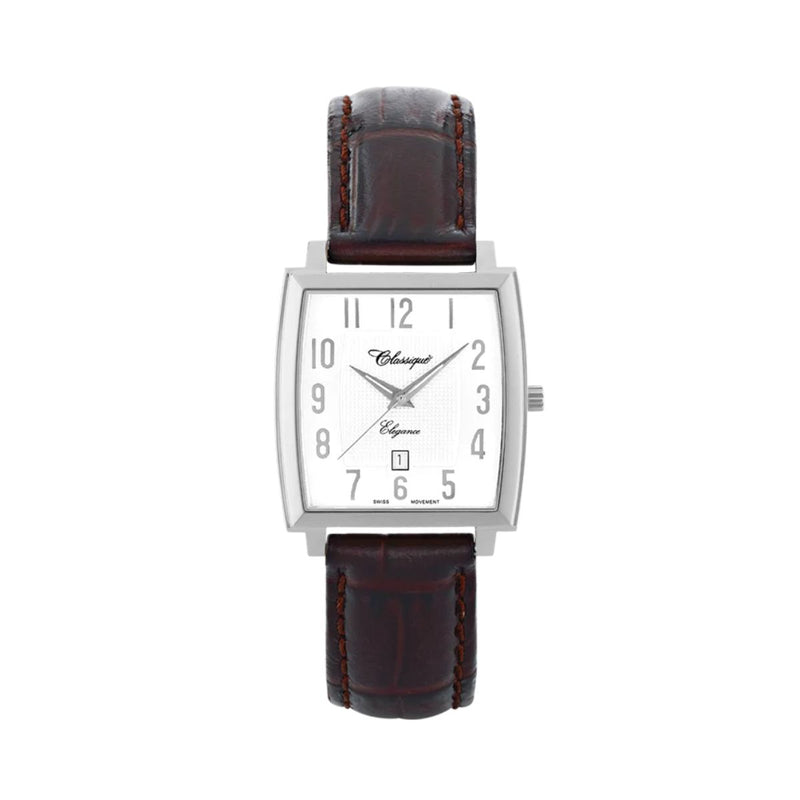 Classique Theo Stainless Steel White Enamelled Dial Gents Watch