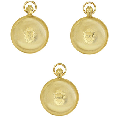 Three examples of Engraving on the Kennedy Pocket Watch Shield.