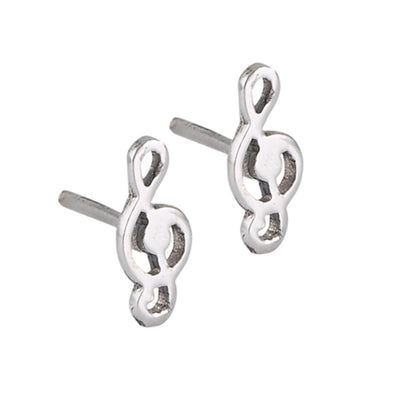 Our stunning Musical Clef Note Stud Earrings are in sterling silver! Let your ears sing with these beautiful 10mm musical note earrings. These stud earrings are made of high-quality sterling silver. They are perfect for jewellery lovers who enjoy subtle yet stylish accessories. These earrings are a must-have for any ladies' jewellery collection. They are perfect for adding a touch of musical elegance to any outfit.