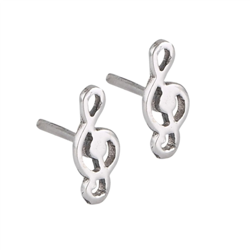 Our stunning Musical Clef Note Stud Earrings are in sterling silver! Let your ears sing with these beautiful 10mm musical note earrings. These stud earrings are made of high-quality sterling silver. They are perfect for jewellery lovers who enjoy subtle yet stylish accessories. These earrings are a must-have for any ladies&