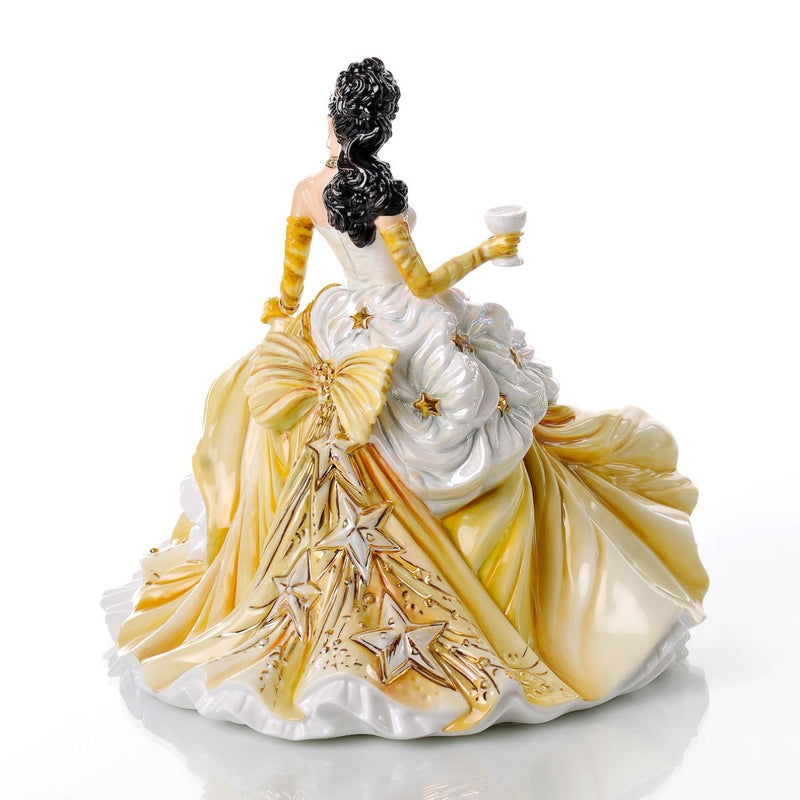 Fine bone china Congratulations Gold figurine – detailed golden gown with 22ct gold highlights, rear view