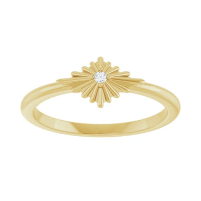 Diamond Starburst Accented Ladies Ring in 14kt Yellow Gold.