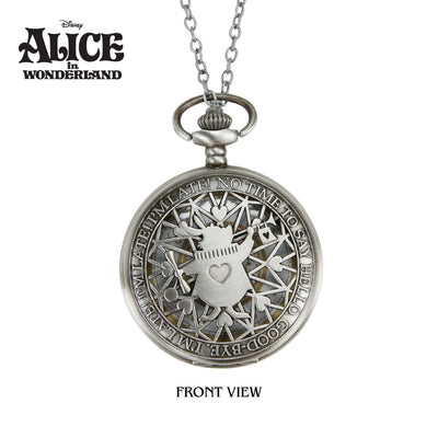 This is officially licensed by Disney - The Alice in Wonderland White Rabbit Pendant Watch, is a perfect blend of pop culture and fashion and means that you never need to be late again. With its unique Antique Silver Finish and 45mm size, it is an ideal fashion accessory for young ladies. This pendant watch features the White Rabbit with his famous line from the classic Disney movie Alice in Wonderland. Shop now at Jewels of St Leon.