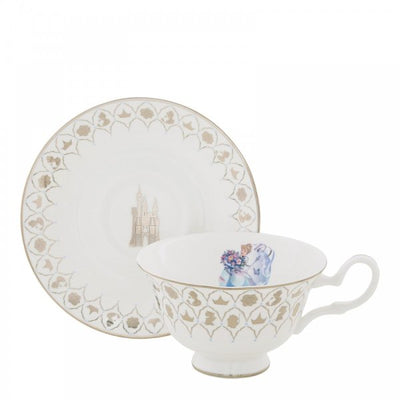Don't Let Midnight Strike... Featured is the beautiful Disney Princess Cinderella is now available in a Cup and Saucer set. The hand decorated imagery of Cinderella and platinum motifs surrounding the rim features the full aray of characters from the movie. Crafted from the finest bone china, this Disney100 Cinderella Cup and Saucer set will last a lifetime and would be a wonderful gift to mark a special occasion. Available from Jewels of St Leon Jewellery, Giftware and Watches.