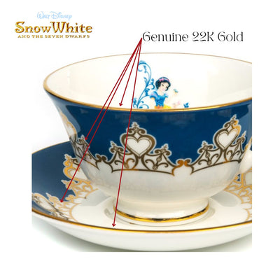 Celebrating Walt Disney's first animated classic, Snow White and the 7 Dwarfs, this beautiful blue cup and saucer set is the perfect addition to your collection.  Hand-made and hand-decorated, this cup and saucer set is finished with genuine 22K gold, adding a touch of luxury to your tea time. Available at Jewels of St Leon Jewellery, Giftware and Watches.