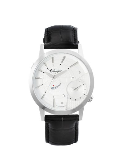 The Classique Dual Time Watch is a traveller’s essential, featuring a white enamel dial and Swiss Quartz Movement. Keep track of two time zones with ease while enjoying the luxury of a genuine leather strap - a timeless piece for any collection.