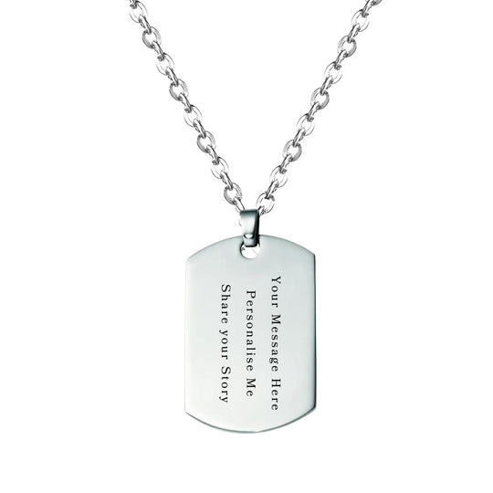 Engravable 35x20mm Stainless Steel Dog Tag 45cm Necklace