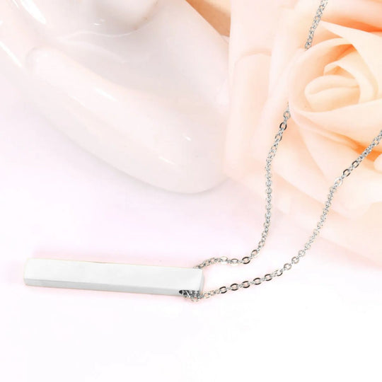 Bar Pendant Engravable Stainless Steel Necklace