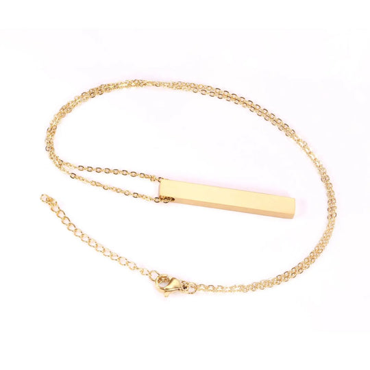 Bar Pendant Engravable Necklace 18K Gold-Plated Stainless Steel