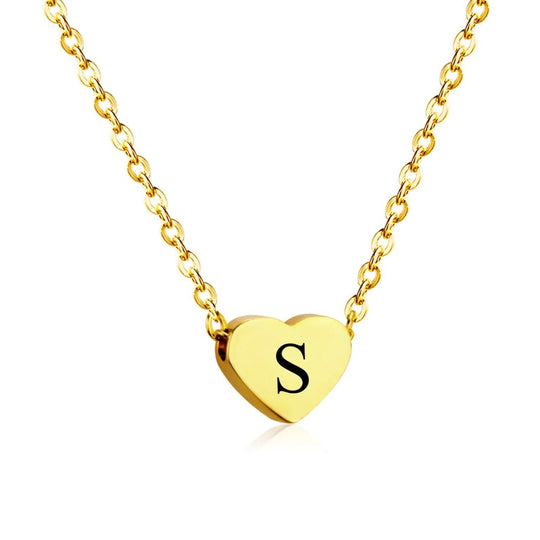 Engravable Heart Necklace 18K Gold-Plated Stainless Steel