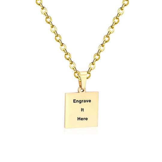 Square Shield Engravable Necklace
