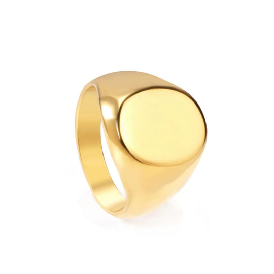 Engravable Signet Ring 18K Gold-Plated Stainless Steel