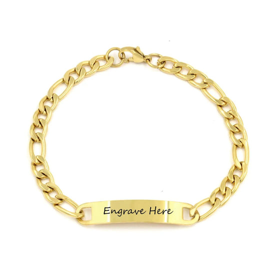 Engravable Plate Bracelets 18K Gold-Plated Stainless Steel