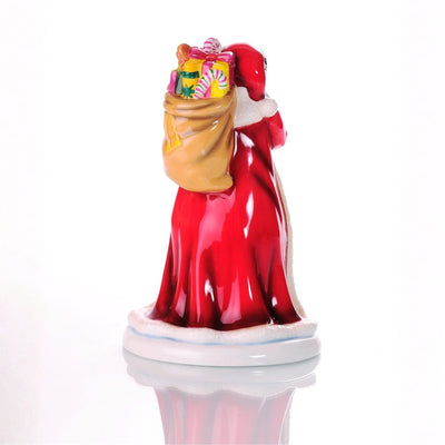 Rear view of Father Christmas Figurine with gift-filled sack