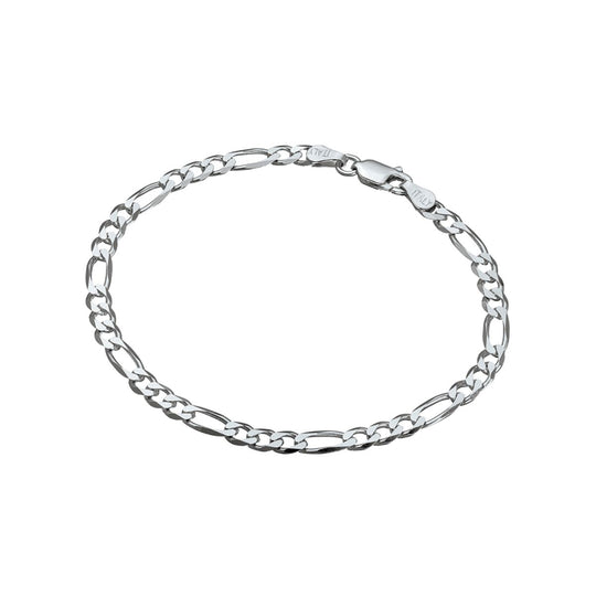 3.9mm Figaro Link Bracelet in 925 Sterling Silver