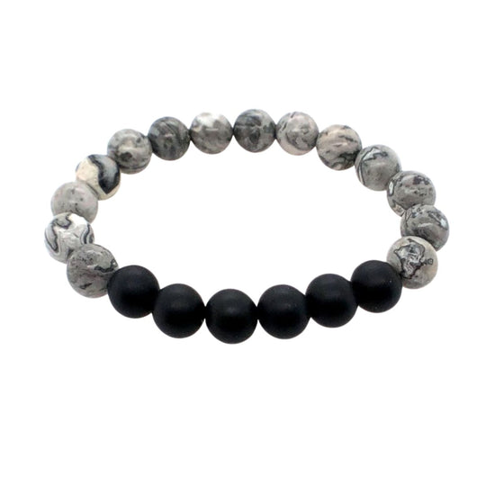 Men's Greystone and Agate Ball Bracelet