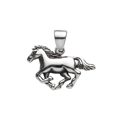 Our stunning Horse pendant is the perfect addition to your collection for animal lovers and jewellery lovers alike. Crafted from 925 sterling silver, this open back silver pendant measures 24x27mm and fits a range of necklace styles and sizes. Whether you're looking to add this pendants with other layers or wear it as a standalone piece. Available at Jewels of St Leon.