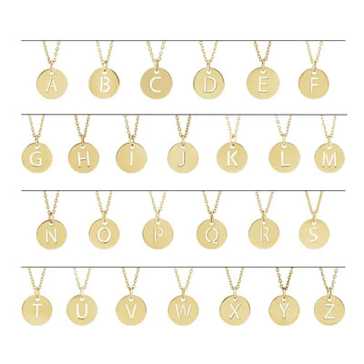 10mm Initial Disc Pendant Necklace in 18kt Yellow or Rose Gold-Plated Silver