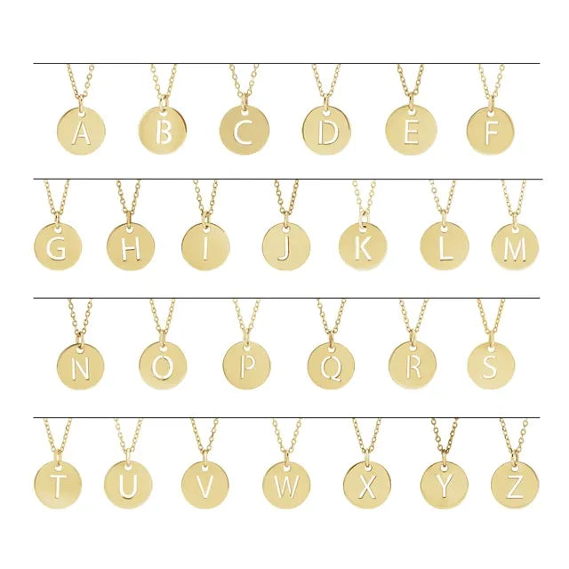 10mm Initial Disc Pendant Necklace in 18kt Yellow or Rose Gold-Plated Silver