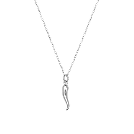 Italian Horn Necklace in Sterling Silver