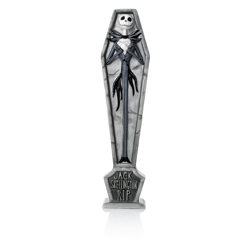 Full front view of Jack Skellington Coffin Figurine with ‘RIP’ inscription – fine bone china Disney collectible