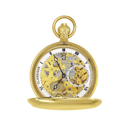 Classique - Kennedy Gold Plated Skeleton Pocket Watch