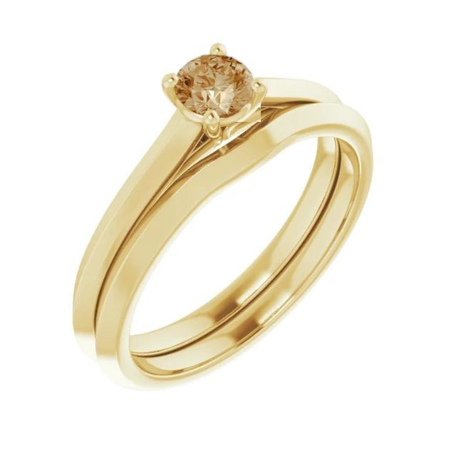 0.25ct Champagne Diamond Solitaire Engagement Ring in 10K Yellow Gold