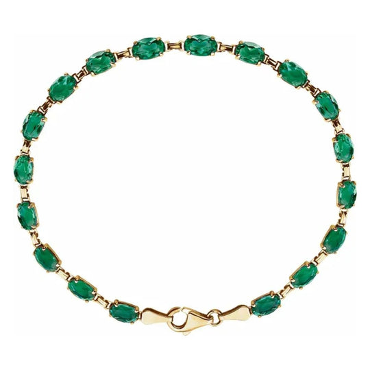 Lab-Created Emerald Bracelet in 14kt Yellow Gold