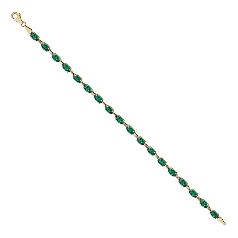 Introducing our exquisite Lab-Created Emerald Bracelet, a radiant tribute to May&