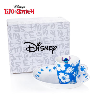 Introducing the Lilo & Stitch - Stitch Espresso Cup Set, featuring your favourite characters from the beloved animated movie. This beautifully designed and hand decorated set is perfect for enjoying a smooth espresso and a biscuit, or even Irish Coffee, Babyccino, Hot Tea, Hot Chocolate, and your favourite dessert like chocolate pudding. Whether you're a fan of Stitch from Lilo & Stitch or an espresso coffee lover, this set will surely impress. Shop Now at Jewels of St Leon Jewellery, Giftware and Watches.