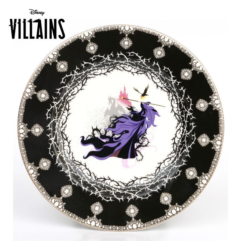The Mistress of All Evil - Maleficent Collectors Set - Handmade Fine Bone China, Hand Decorated and trimmed in 22K gold. Featuring the 6" Collectors Plate. Exclusively Available from Jewels of St Leon.