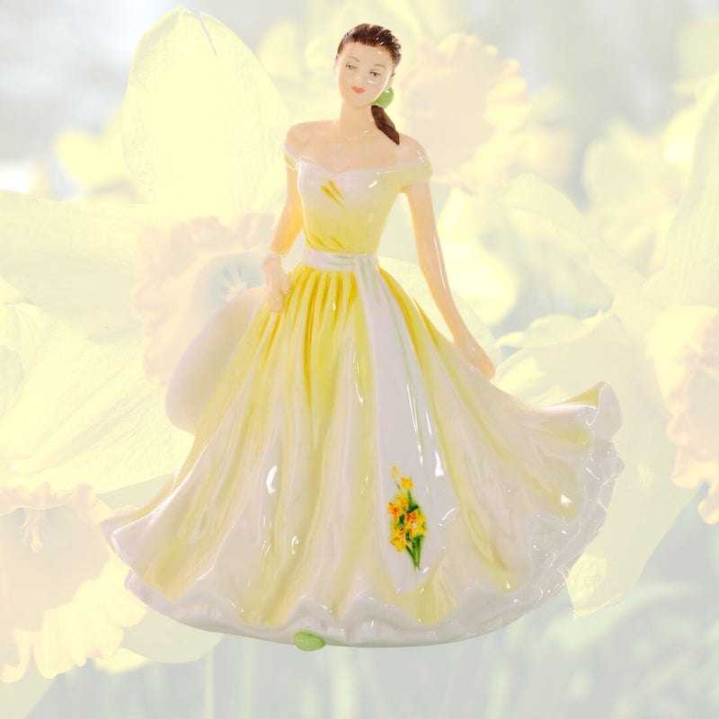 The March Flower of the Month figurine is the vibrant Daffodil, a symbol for joy, happiness, and new beginnings. Not only is the Daffodil the birth flower for babies born in March, but it is also a celebration of the 10th wedding anniversary.